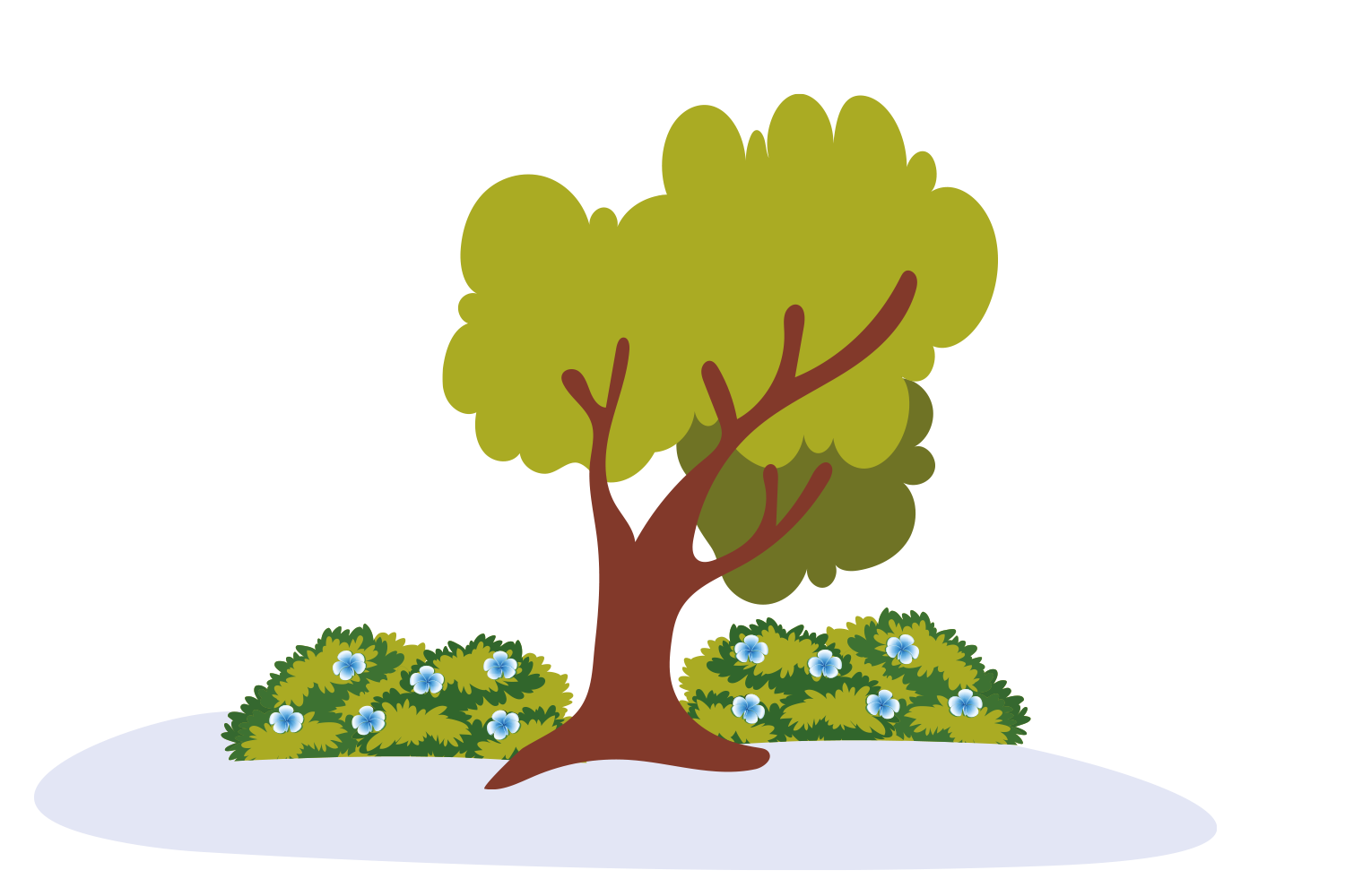 Un arbre et deux buissons