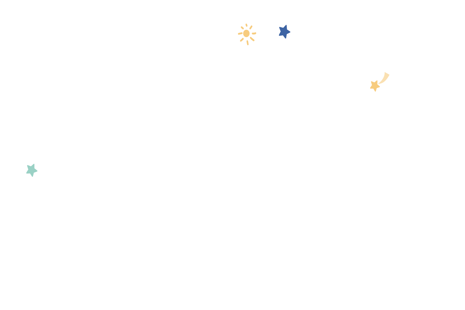 Des confettis en forme d'étoiles et de soleil