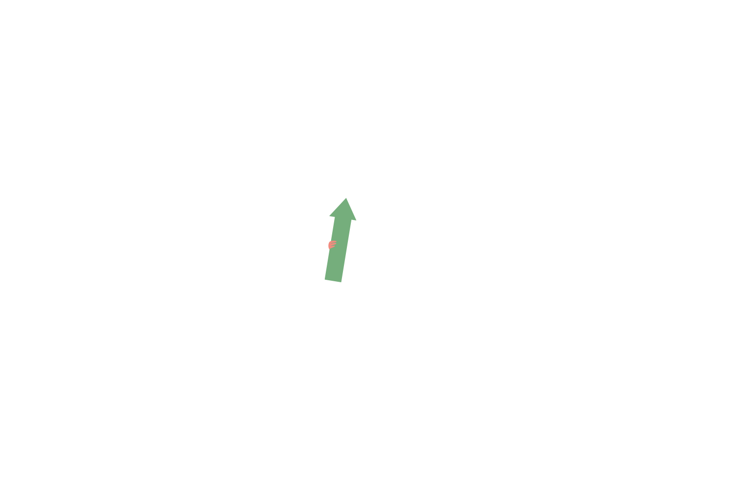 Une flèche verte qui pointe vers le haut