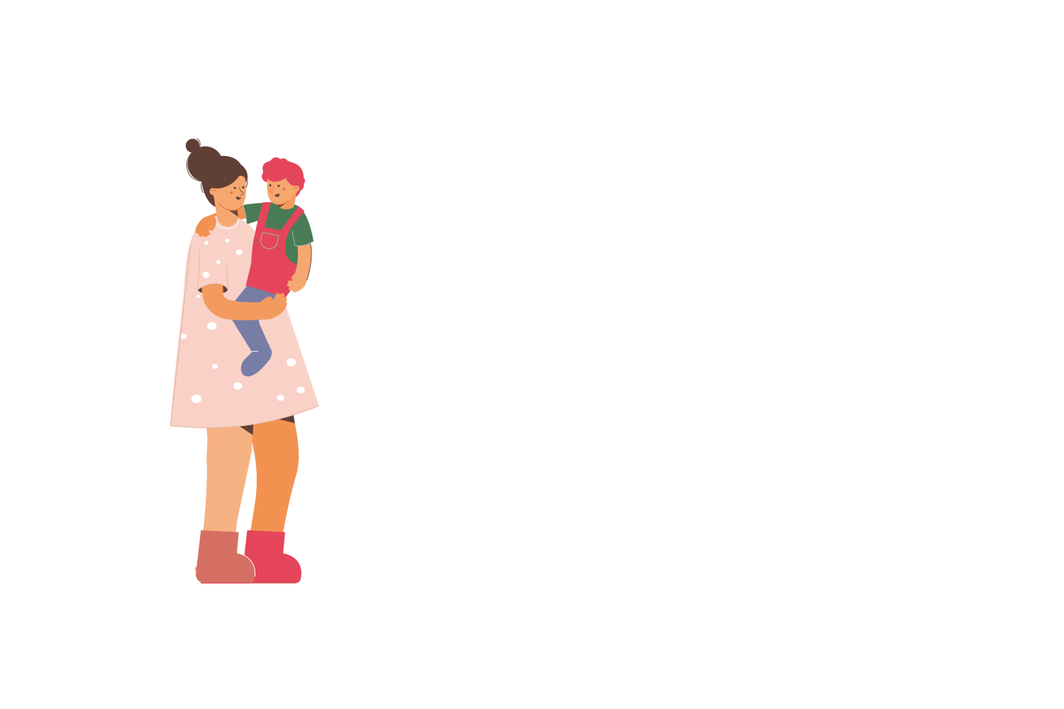 Une femme avec un enfant dans les bras.